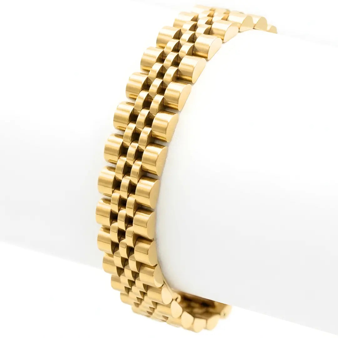 Luxury Stainless Steel Watch-Link Bracelet – 12mm Wide Tarnish-Proof Horology-Inspired Band for Men (20cm)
